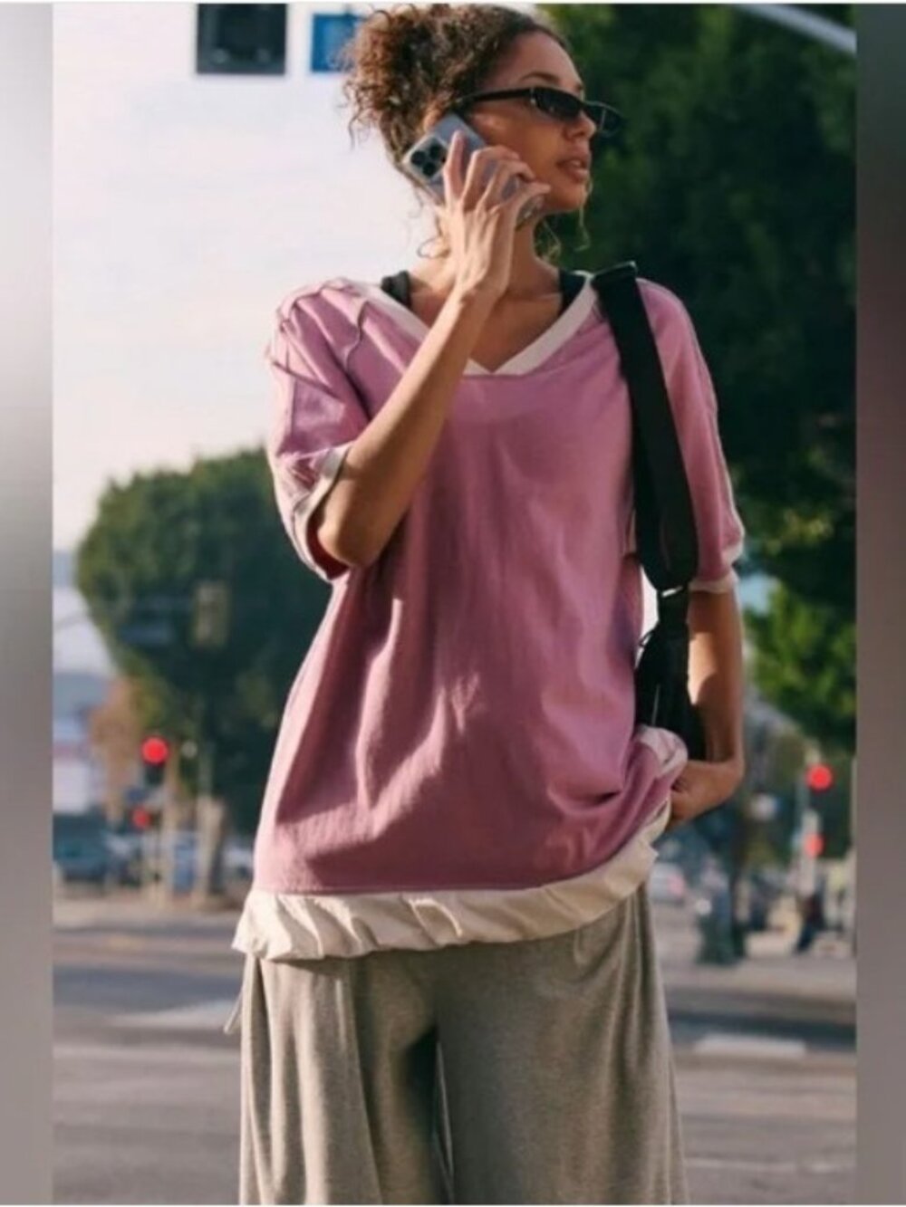 Free People Movement Baseline Tee‎ Womens XS Oversized Relaxed Fit Athletic Pink